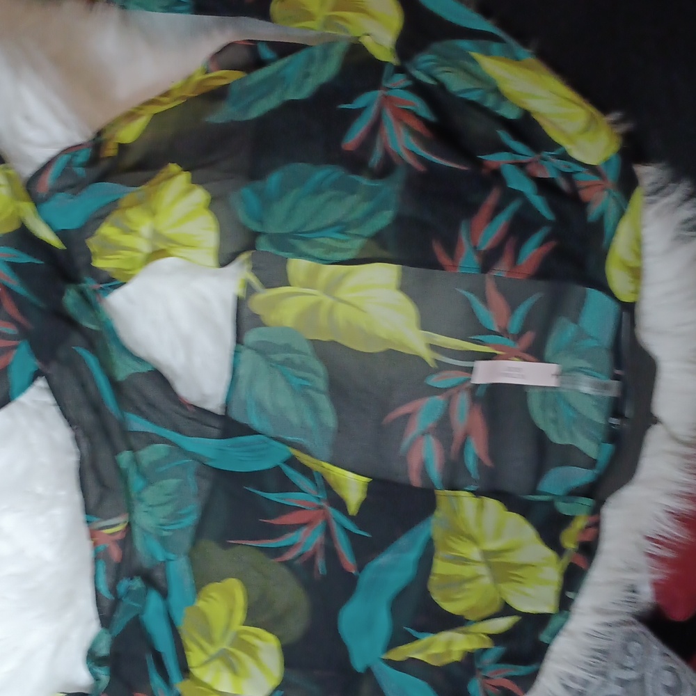 Tropical Long Sleeve Wrap Around Croptop